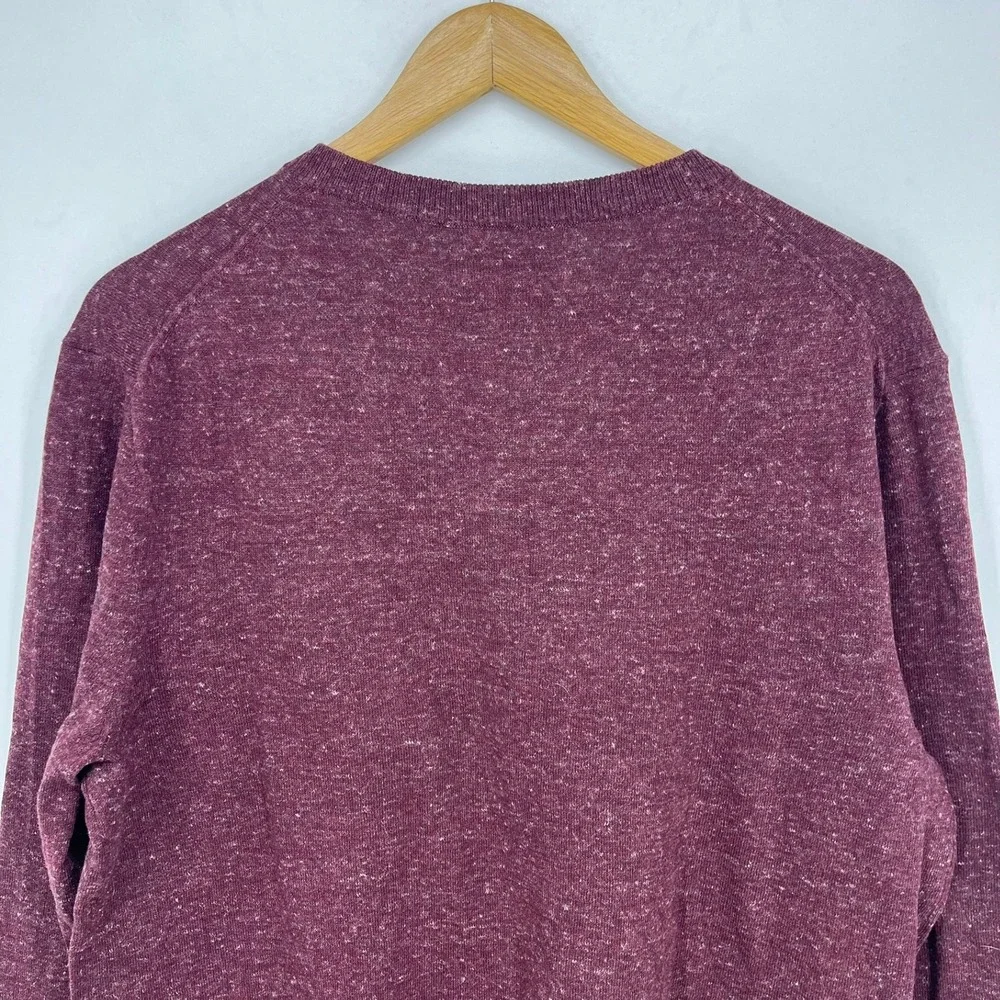 Old Navy Mens V-Neck Sweater Burgundy Heathered‎ Marl Knit Pullover Size M NEW